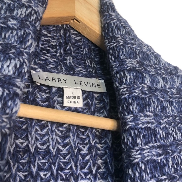 Blue Larry Levine Knit Sweater with Pockets - Picture 3 of 6